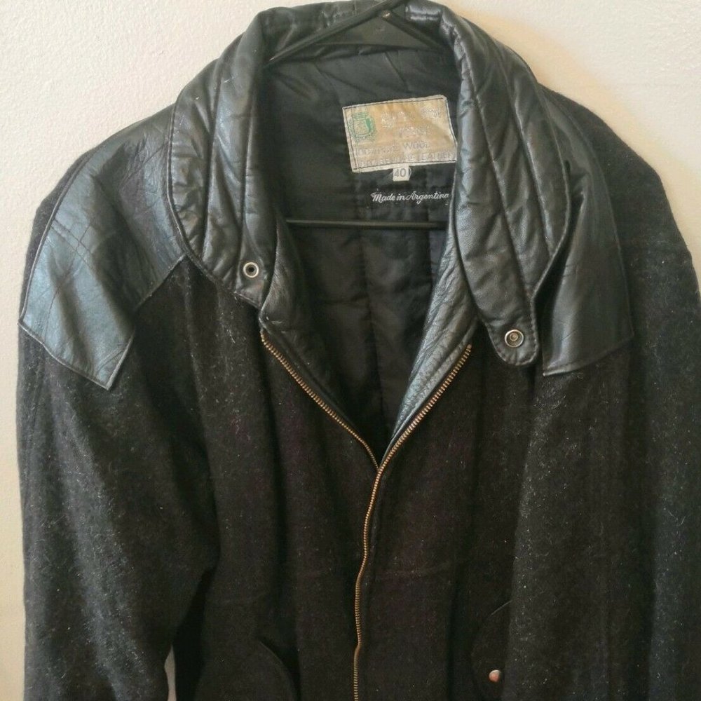 Gino For Men Vintage Leather & Wool Jacket Size 40